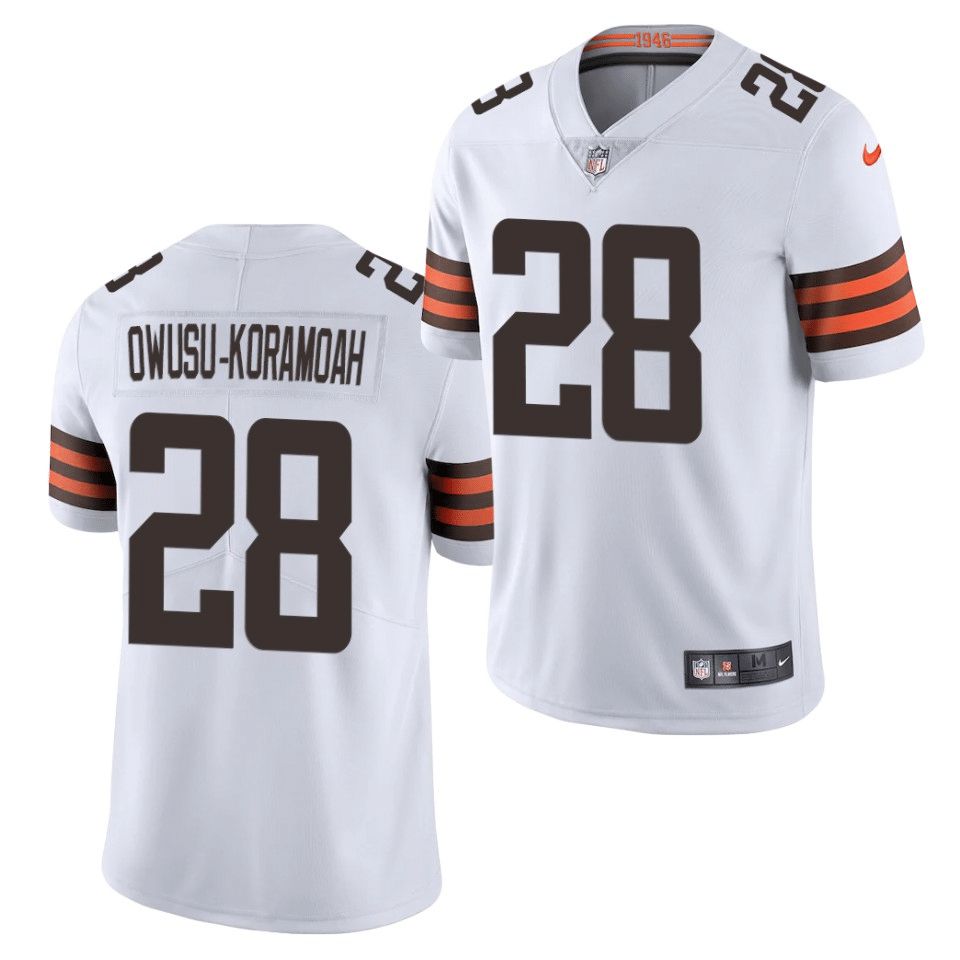Men Cleveland Browns #28 Jeremiah Owusu Koramoah Nike White Player Game NFL Jersey->->NFL Jersey